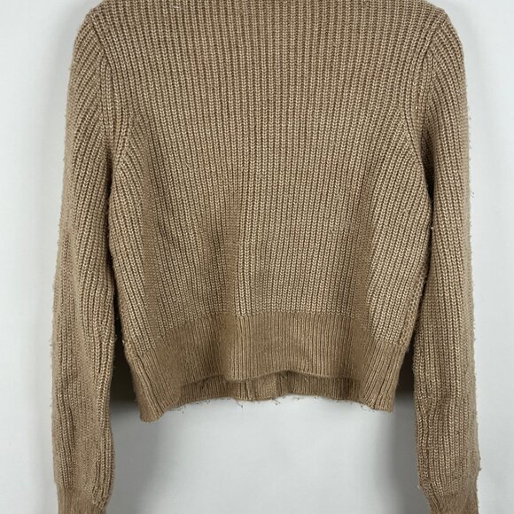 Unbranded Short Button Cardigan Size M Beige Long Sleeve V Neck Stretch Acrylic - Picture 5 of 8